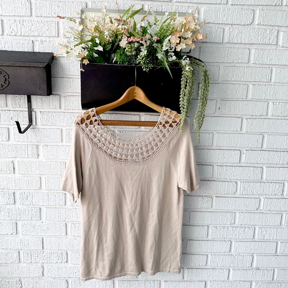 Linea by Louis Dell'Olio Pelle Cream Cutout Top Size Medium